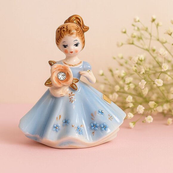Josef Originals April Birthday Figurine 50s VTG Cottagecore Collectible Vignette - Picture 1 of 12